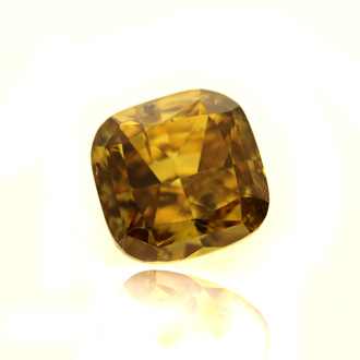 Fancy Deep Brownish Greenish Yellow Diamond, Cushion, 1.01 carat