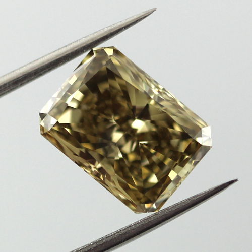 Fancy Deep Brownish Greenish Yellow Diamond, Radiant, 3.02 carat, SI1 - B