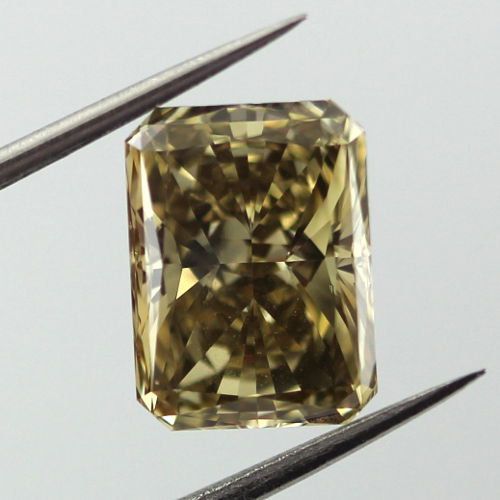 Fancy Deep Brownish Greenish Yellow Diamond, Radiant, 3.02 carat, SI1- C