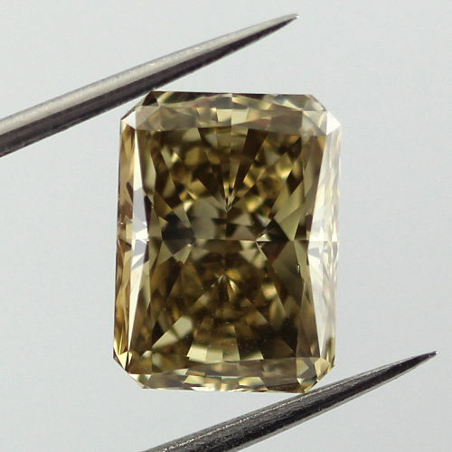 Fancy Deep Brownish Greenish Yellow Diamond, Radiant, 3.02 carat, SI1