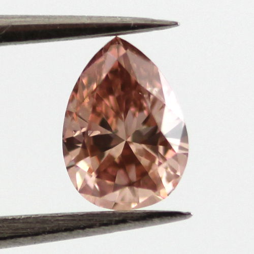 Fancy Deep Brownish Orangy Pink Diamond, Pear, 0.25 carat, SI2