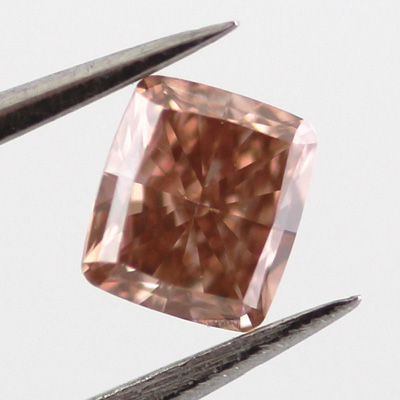 Fancy Deep Brownish Orangy Pink Diamond, Cushion, 0.27 carat, VVS1