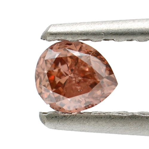 Fancy Deep Brownish Orangy Pink Diamond, Pear, 0.24 carat