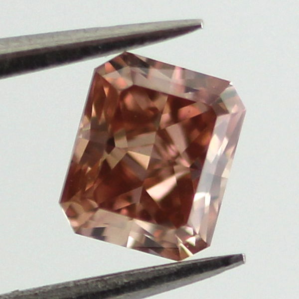 Fancy Deep Brownish Orangy Pink Diamond, Radiant, 0.35 carat, VS1