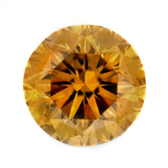 Fancy Deep Brownish Orangy Yellow Diamond, Round, 0.45 carat, SI2