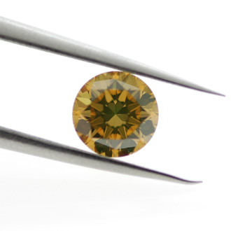 Fancy Deep Brownish Orangy Yellow Diamond, Round, 0.82 carat