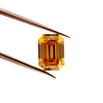 Fancy Deep Brownish Orangy Yellow Diamond, Emerald, 1.05 carat, SI1