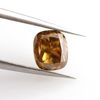 Fancy Deep Brownish Orangy Yellow Diamond, Cushion, 1.02 carat, SI1 - B Thumbnail