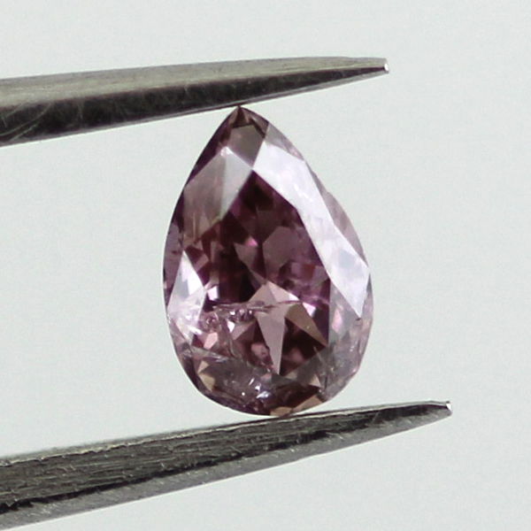 Fancy Deep Brownish Purple Pink Diamond, Pear, 0.16 carat - B