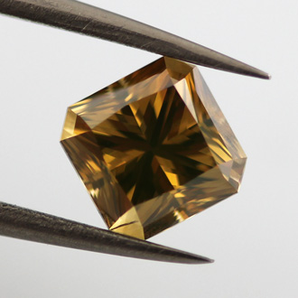 Fancy Deep Brownish Yellow Diamond, Radiant, 1.37 carat, SI2 - B