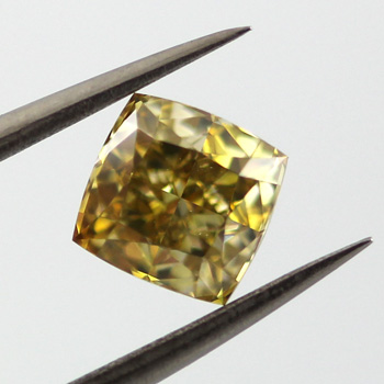 Fancy Deep Brownish Yellow Diamond, Cushion, 1.23 carat, VS1