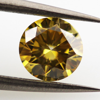 Fancy Deep Brownish Yellow Diamond, Round, 0.63 carat, VS1 - B