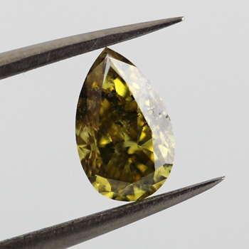 Fancy Deep Grayish Greenish Yellow Diamond, Pear, 0.84 carat - B