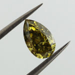 Fancy Deep Grayish Greenish Yellow Diamond, Pear, 0.84 carat - Thumbnail