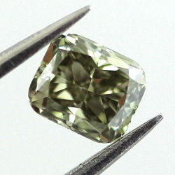 GIA Radiant Fancy Deep Grayish Yellowish Green Chameleon Diamond, 0.34 carat