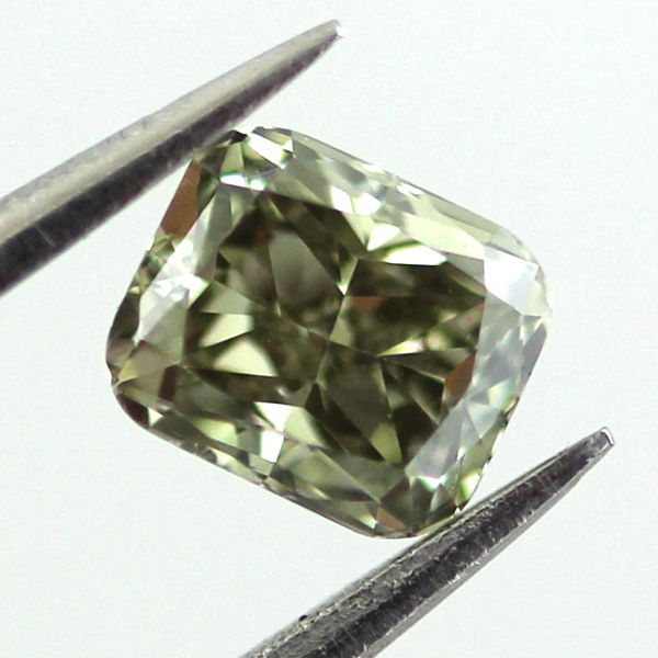 Fancy Deep Grayish Yellowish Green Chameleon Diamond, Radiant, 0.34 carat