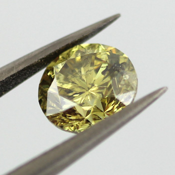Fancy Deep Greenish Yellow Diamond, Round, 1.01 carat