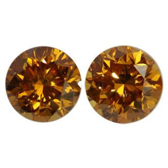 Fancy Deep Orange Yellow - PAIR Diamond, Round, 0.72 carat, SI2