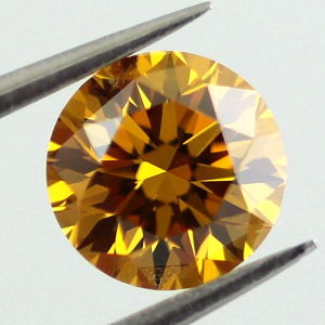 GIA Round Fancy Deep Orange Yellow Diamond, 0.78 carat