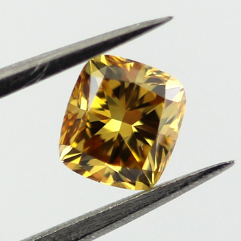 Fancy Deep Orange Yellow Diamond, Cushion, 0.53 carat, SI1