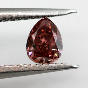 Fancy Deep Orangy Pink Diamond, Pear, 0.14 carat