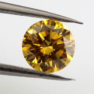 Fancy Deep Orangy Yellow Diamond, Round, 0.41 carat, VS2