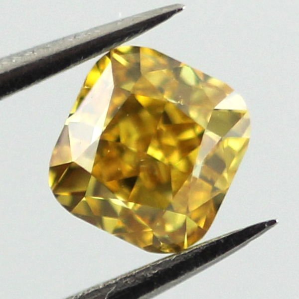 Fancy Deep Orangy Yellow Diamond, Cushion, 0.41 carat