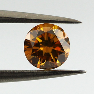 Fancy Deep Yellow Orange Diamond, Round, 0.33 carat, SI2 - B