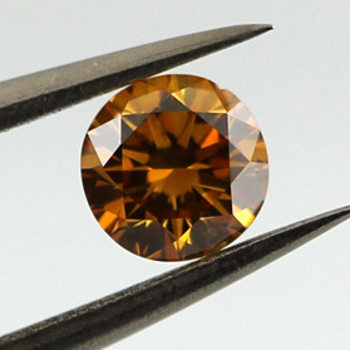 Fancy Deep Yellow Orange Diamond, Round, 0.33 carat, SI2 - Thumbnail