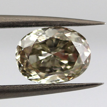 Fancy Gray Greenish Yellow Diamond, Oval, 1.31 carat, SI1