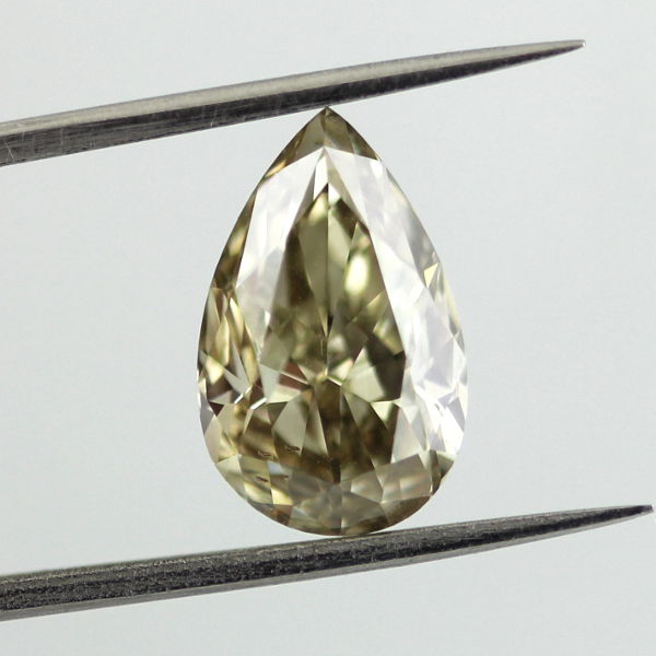 Fancy Grayish Greenish Yellow Diamond, Pear, 3.01 carat, SI2