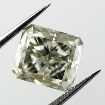 Fancy Grayish Yellowish Green Chameleon Diamond, Radiant, 1.69 carat, VS2- C