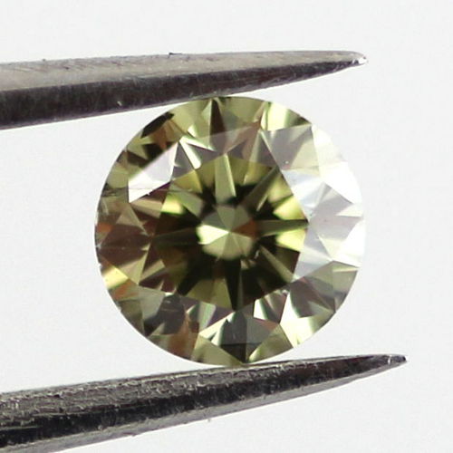 Fancy Grayish Yellowish Green Chameleon Diamond, Round, 0.19 carat, I1