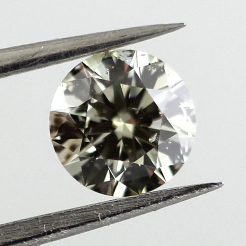 Fancy Grayish Yellowish Green Chameleon Diamond, Round, 0.52 carat, I1