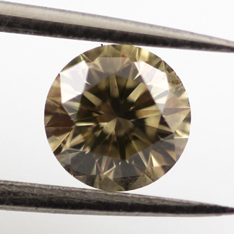 Fancy Greenish Yellow-Gray Diamond, Round, 0.55 carat, SI2 - B