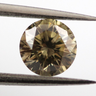 Fancy Greenish Yellow-Gray Diamond, Round, 0.55 carat, SI2