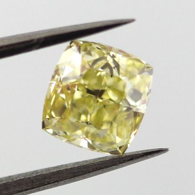 Fancy Greenish Yellow Diamond, Cushion, 0.89 carat, SI1