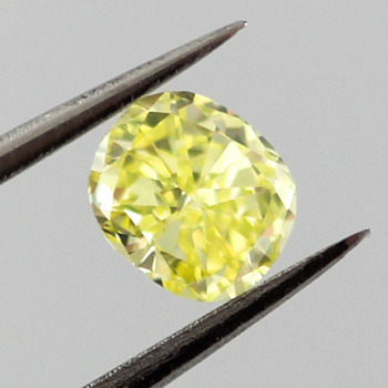 Fancy Intense Green Yellow Diamond, Cushion, 0.52 carat, VS1
