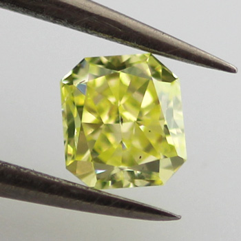 Fancy Intense Green Yellow Diamond, Radiant, 0.34 carat