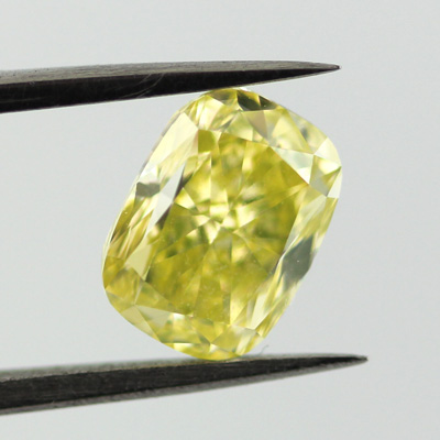 Fancy Intense Greenish Yellow Diamond, Cushion, 1.41 carat, VVS2 - B