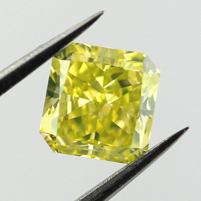 Fancy Intense Greenish Yellow Diamond, Radiant, 0.84 carat, VS1