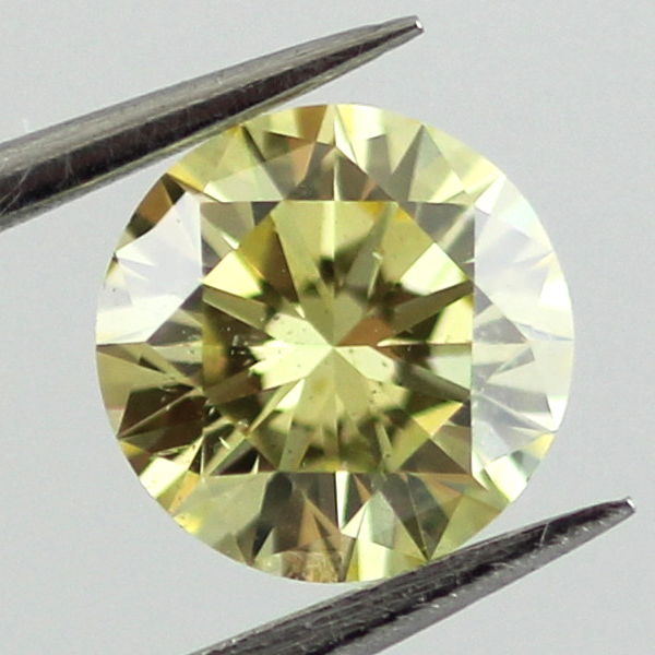 Fancy Intense Greenish Yellow Diamond, Round, 0.58 carat, SI2