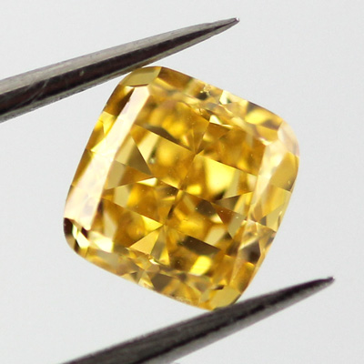 Fancy Intense Orange Yellow Diamond, Cushion, 0.80 carat, SI1 - B