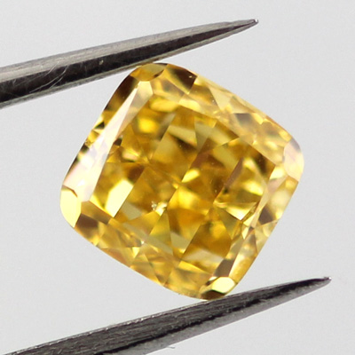 Fancy Intense Orange Yellow Diamond, Cushion, 0.80 carat, SI1- C