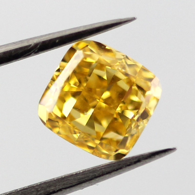 Fancy Intense Orange Yellow Diamond, Cushion, 0.80 carat, SI1