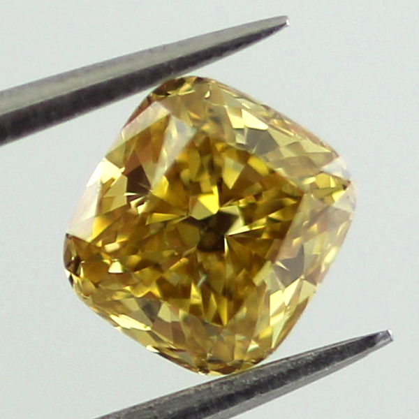 Fancy Intense Orangy Yellow Diamond, Cushion, 0.51 carat, SI1 - B