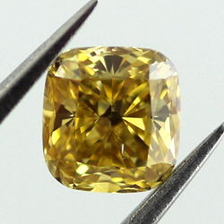 Fancy Intense Orangy Yellow Diamond, Cushion, 0.51 carat, SI1 - Thumbnail