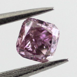 GIA Cushion Fancy Intense Pink Purple Diamond, 0.15 carat