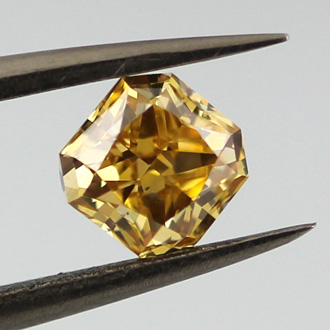 Fancy Intense Yellow Orange Diamond, Radiant, 0.70 carat