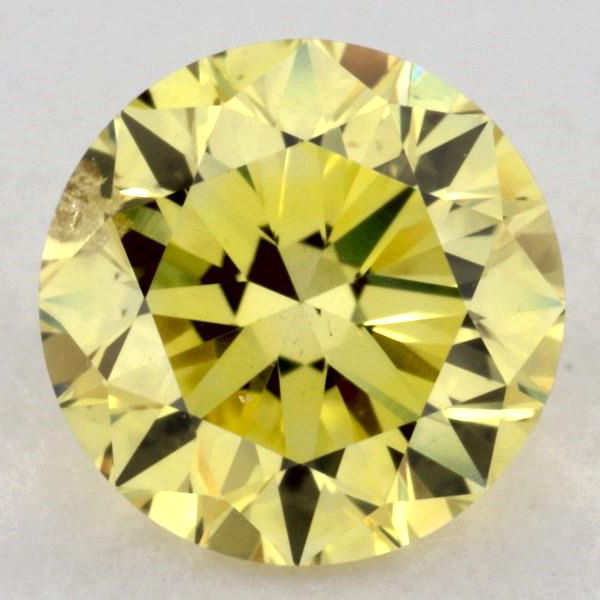 Fancy Intense Yellow Diamond, Round, 0.61 carat, SI2